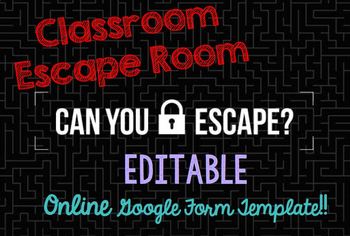 Preview of Classroom Escape Room Online Google Form Template