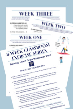 Preview of CLASSROOM EXERCISES - 8 Week BRAIN BREAK Series for Elementary Students