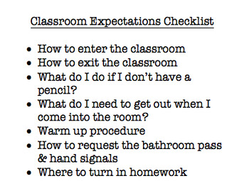 Preview of Classroom Expectations Checklist