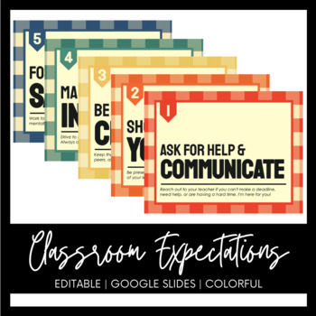 Preview of Classroom Expectations | Class Rules Poster | Google Slides