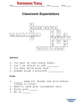 Classroom Expectations Crossword by Methodized Mayhem TPT