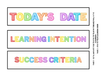 Preview of Learning Intentions/Success Criteria & Classroom Movement Poster Bundle [Bright]