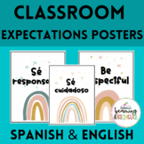 Classroom Expectations Posters Spanish & English FREEBIE