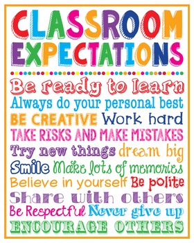 Preview of Classroom Expectations Rules Poster Sign Printable School Rules Teacher Gift