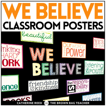 Preview of Classroom Expectations and Belief Subway Art: We Believe Bulletin Board Display