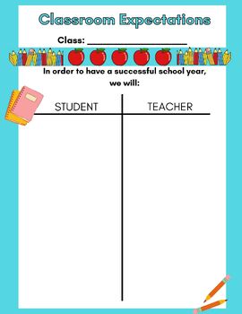 Preview of Classroom Expectations for Student and Teacher