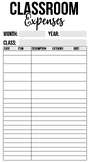 Classroom Expenses Tracker - 1 page Template