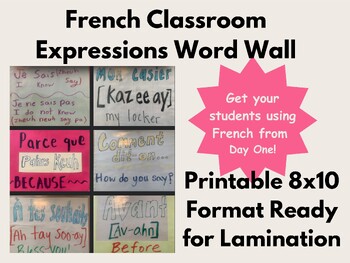 Preview of French Classroom Expressions Word Wall Posters | Mur de Mots | Back to School