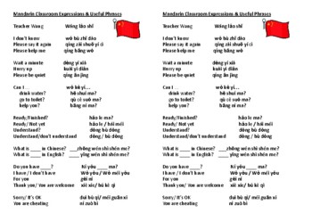 Preview of Classroom Expressions in Mandarin - PDF