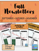 Classroom Fall Newsletters, 3 Mos. | Bilingual | Weekly Ed