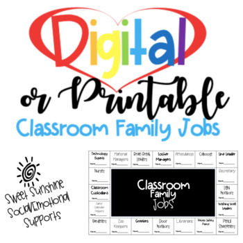 Preview of Classroom Family Jobs (Editable)