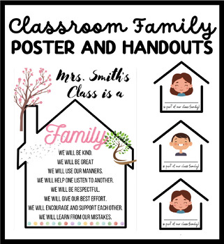Preview of Classroom Family Poster | Rules & Expectations | Includes Handouts for Students
