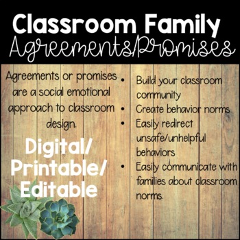 Preview of Classroom Family Promises/Agreements