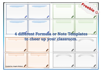 Preview of Classroom - For Teachers and Students - Formula and Note Templates - Freebie