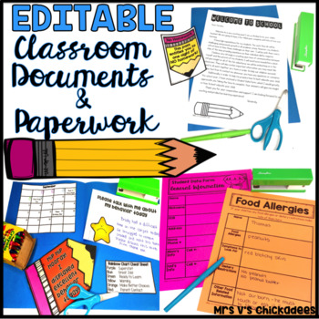 Preview of Classroom Documents & Paperwork for the Year: EDITABLE and PRE-MADE