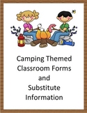 Classroom Forms and Substitute Information - Camping themed