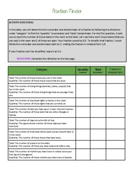 Preview of Classroom Fraction Activity