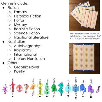 classroom library genre spine bin labels by cyrs gears