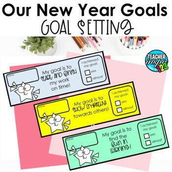 Preview of Back to School New Years 2024 Goal Setting Sheets Students - Growth Mindset