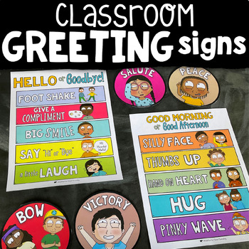 Preview of Classroom Greeting Signs & Morning Greeting Choices: Builds Classroom Community