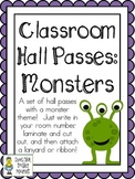 Classroom Hall Passes ~ Monster Theme ~ Set of 7 Passes