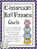 Classroom Hall Passes ~ Owl Theme ~ Set of 7 Passes