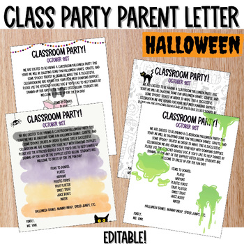 Preview of Classroom Halloween Party Parent Letter