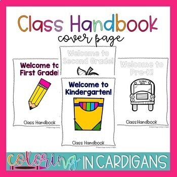 Classroom Handbook Cover by Coloring in Cardigans | TpT