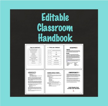Preview of Editable Classroom Handbook for Parents, Back to School and Open House Handbook