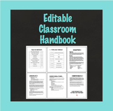 Editable Classroom Handbook for Parents, Back to School an