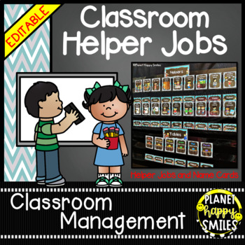 Classroom Helper Jobs (EDITABLE) Teal and Chalkboard theme