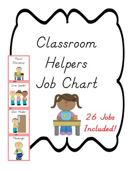 Classroom Helpers Job Chart, Red Gingham by Stacia Bernath | TPT