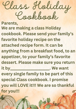Preview of Classroom Holiday Cookbook