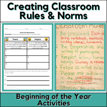 Preview of Beginning of the Year Activities - Creating Classroom Rules - Classroom Norms