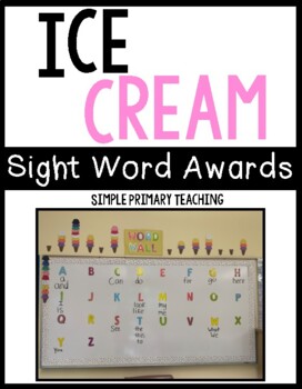 Preview of Classroom Ice Cream Sight Word Award