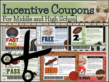 Preview of Classroom Incentive Coupons- Middle Grades