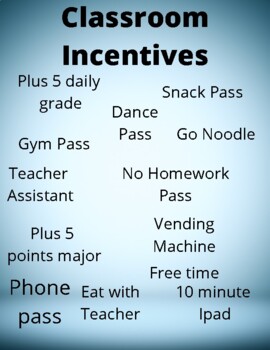 Preview of Classroom Incentives (Passes)