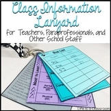 Classroom Information Cards for Special Education Staff