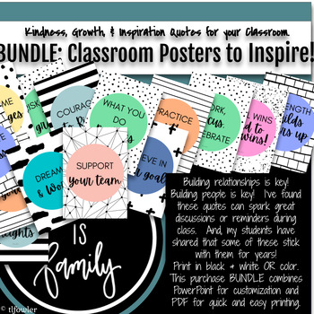 Preview of Classroom Inspire Posters, Set of 20 in PowerPoint and easy-print PDF.