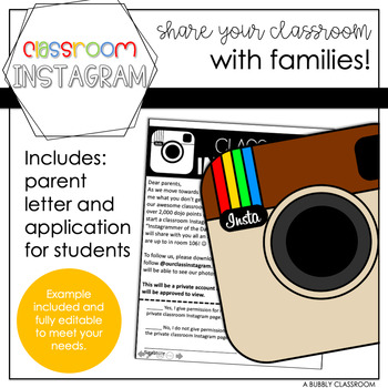 Preview of Classroom Instagram Parent Letter & Job Application {EDITABLE}