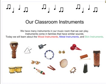 Preview of Classroom Instrument Families: Wood, Metal, Skin