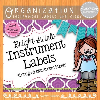 Preview of Classroom Percussion Instrument Labels and Posters - Music Word Wall - Bright