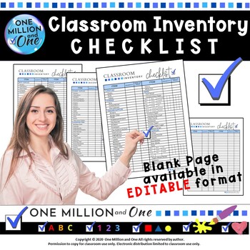 Preview of Classroom Inventory CHECKLIST for Teachers -Back to School and End of the Year
