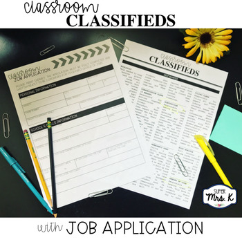 Preview of Classroom Job Application & Classroom Classifieds