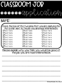 Classroom Job Application- Editable