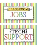 Classroom Job Cards with Sophisticated Titles -- COLORFUL stripes