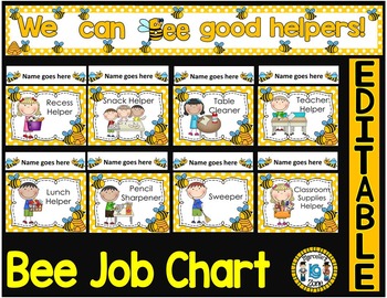 Preview of Job Chart - EDITABLE CLASSROOM JOB CHART (BEE THEME CLASSROOM JOB CHART)