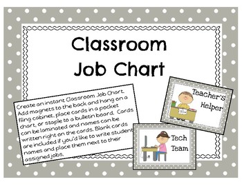 Classroom Job Chart - Gray Polka Dot by Teaching with Craft | TPT