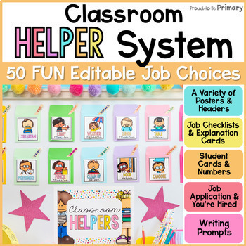 Preview of Classroom Job Chart & Management System - Editable Student Jobs & Class Roles
