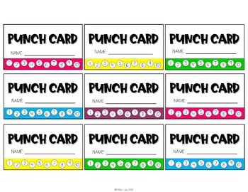 Free Classroom Punch Cards by Miss Lulu